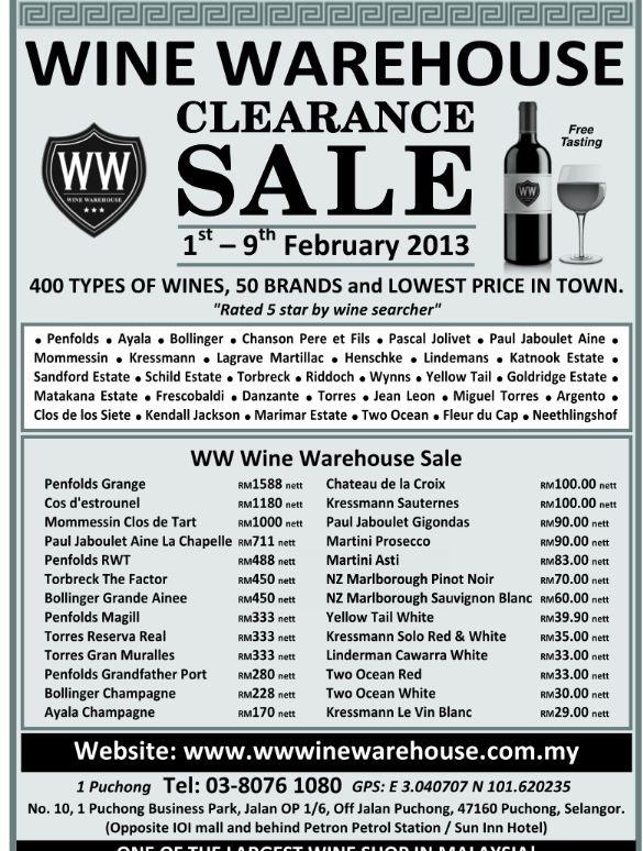Wine Warehouse Clearance Sale (19 Feb) Sales nonstop