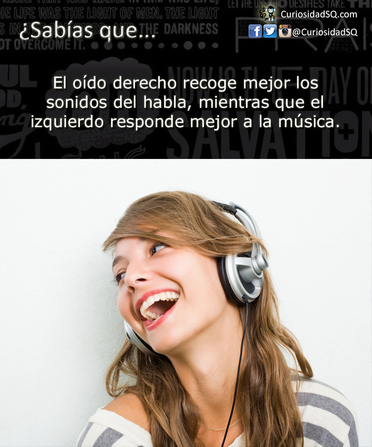 ¿Sabías que? El oído derecho recoge