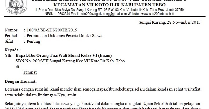 Contoh Surat Edaran Ke Orang Tua Wali Murid Untuk Valid