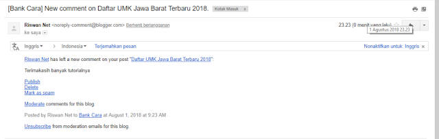 Tidak Mendapat Notifikasi Komentar Blogger Melalui Email