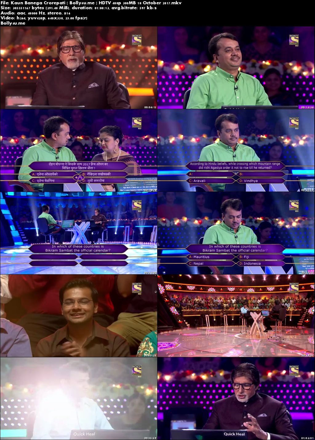 Kaun Banega Crorepati HDTV 480p 300MB 18 October 2017 Download