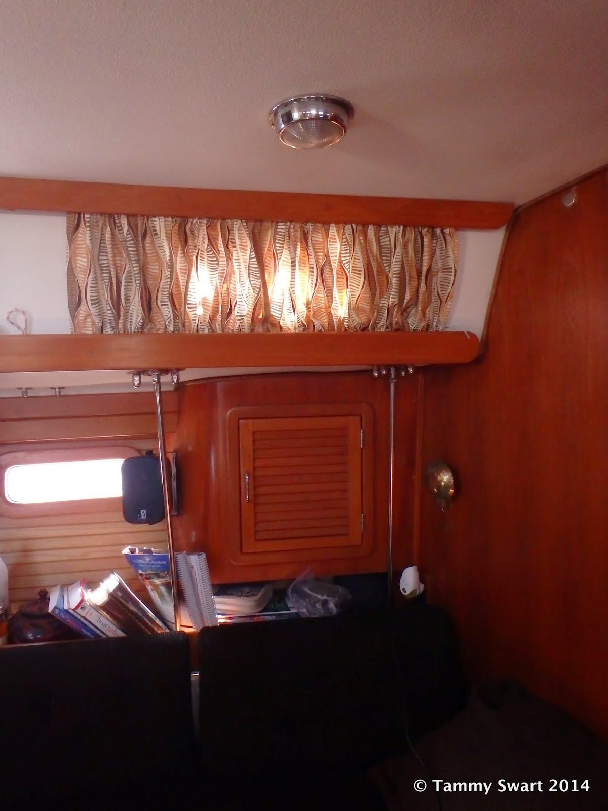 Things we did today... Making A Boat A Home Hanging Curtains