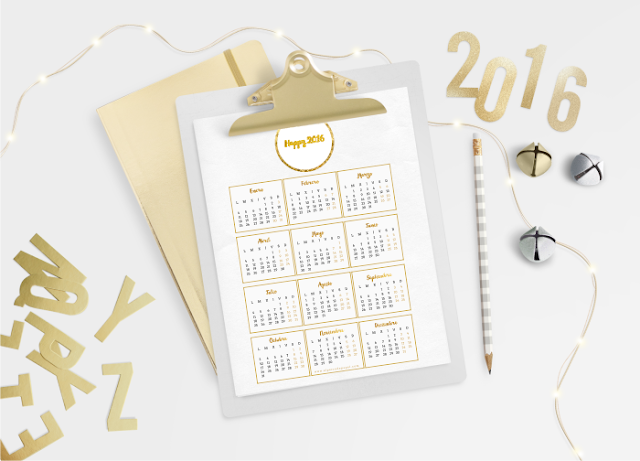 Calendario y Organizador Imprimible para Bloggers y Emprendedoras Modelo Gold