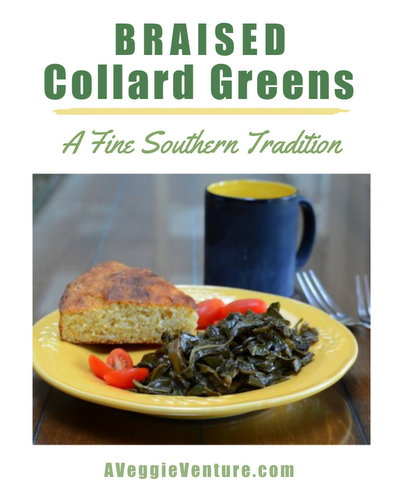 Braised Collard Greens, a fine southern tradition at New Year's ♥ AVeggieVenture.com. WW Friendly. Vegan. Low Carb. Low Fat. Gluten Free.