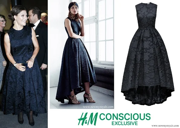 Crown Princess Victoria wore H&M Conscious Exclusive Collection Navy Blue Floral Brocade Dress