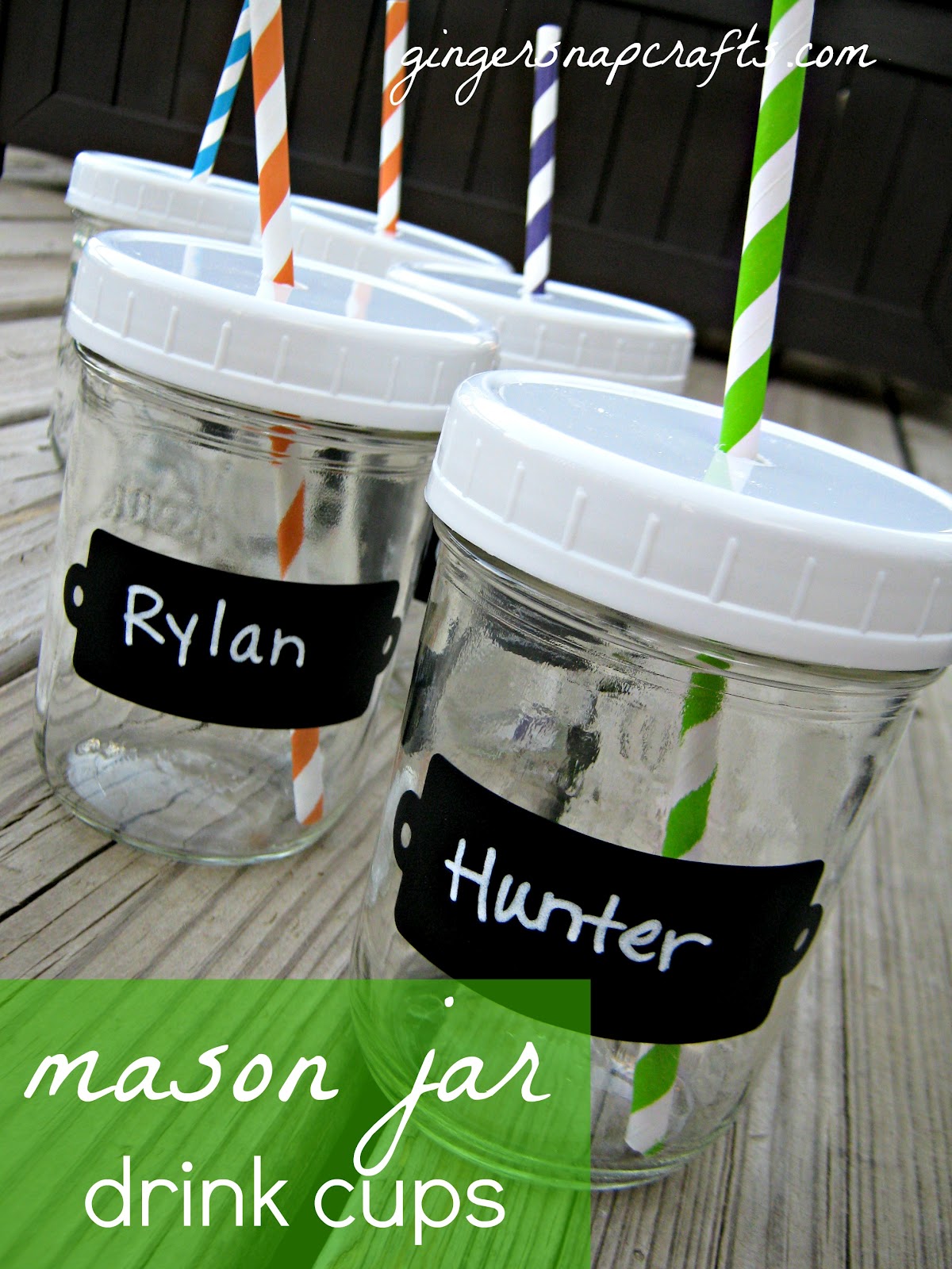 Ginger Snap Crafts mason jar drink cups {tutorial}