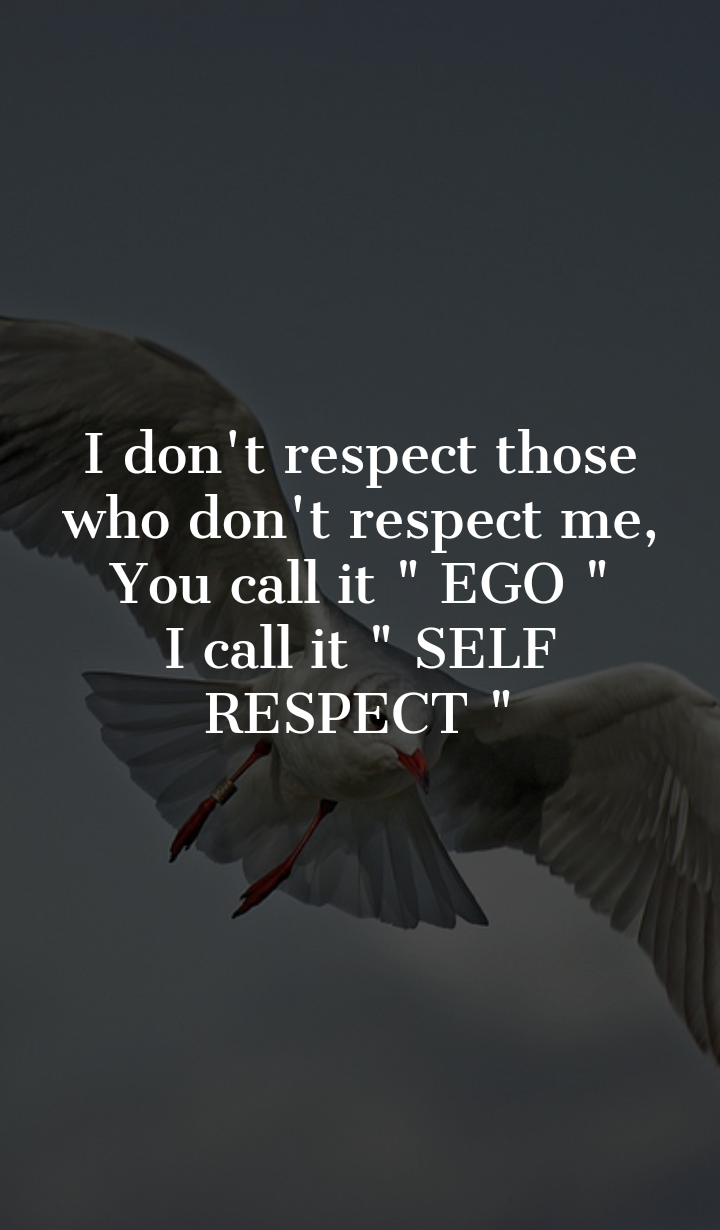 I don't respect those who don't respect me, you call it EGO i call ir