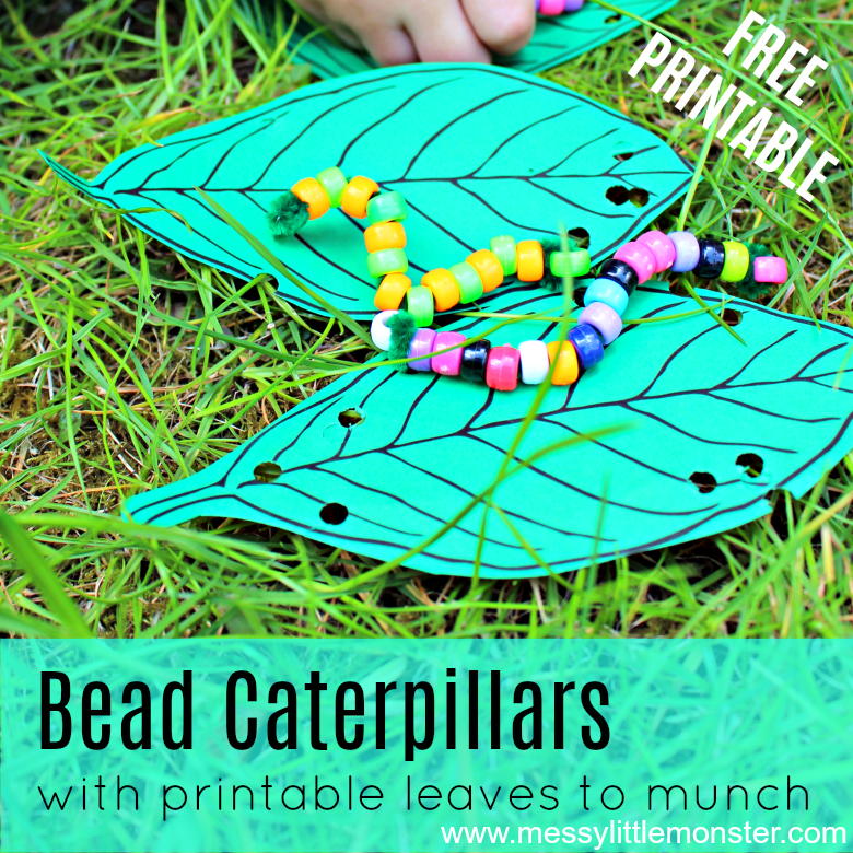 An easy 'The Very hungry Caterpillar' craft for toddlers and preschoolers. Free printable leaves template included. A good kids activity for a Spring, bug or growing themed project.