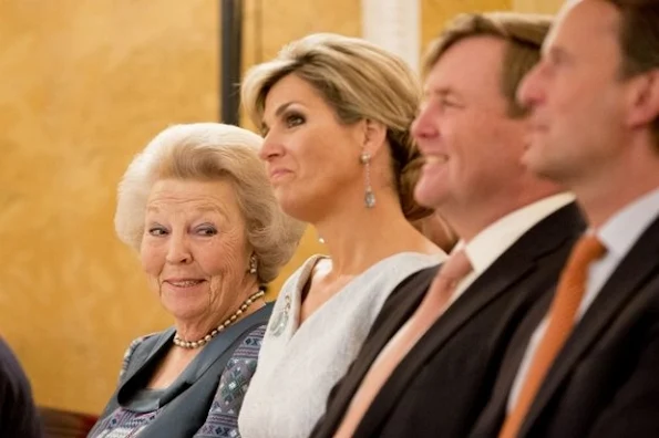 Dutch Queen Maxima presents the Appeltjes van Oranje 2016 award in The Hague. Queen Maxima wore Natan Dress