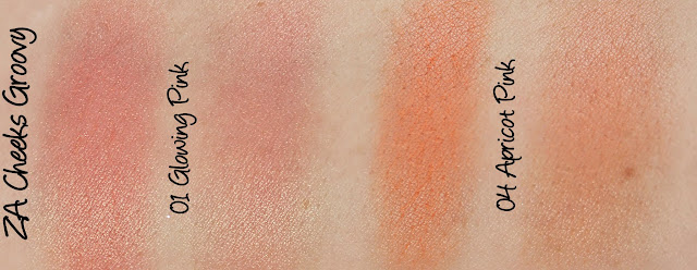 ZA Cheeks Groovy Blusher - #01 Glowing Pink and #04 Apricot Pink Swatches & Review