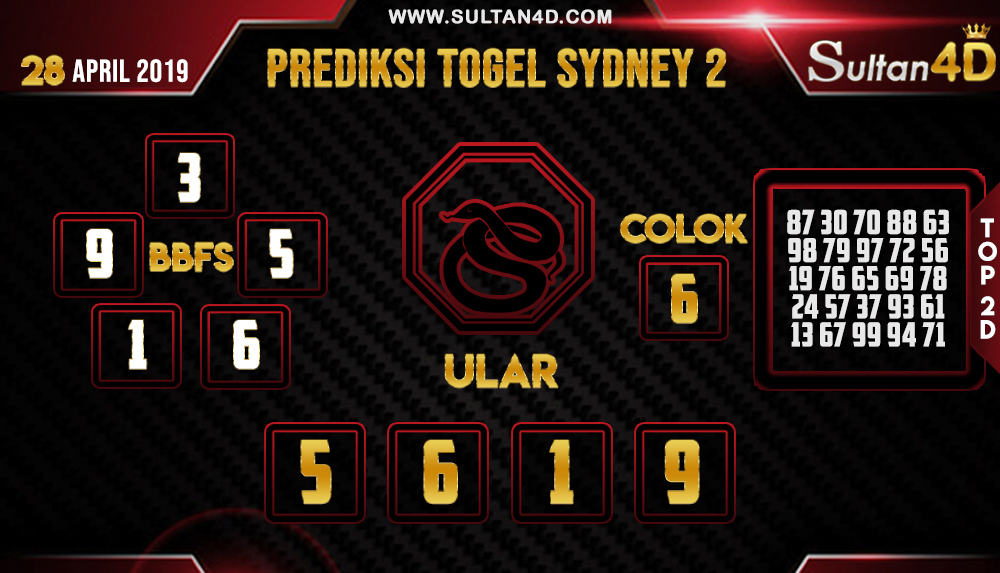 PREDIKSI TOGEL SYDNEY 2 SULTAN4D 28 APRIL 2019