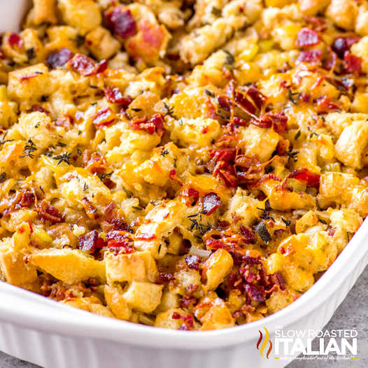 Bacon Beer Cheese Stuffing (With Video)