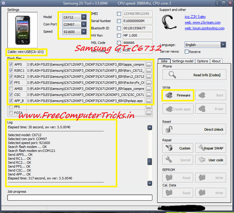 How to Flash Samsung C6712 With Z3X - Samsung GT-C6712 ...