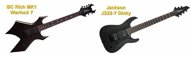 BC Rich MK1 Warlock 7 - Jackson JS22-7 Dinky Guitarras Eléctricas de 7 Cuerdas BC Rich MK1 Warlock 7 y Jackson JS22-7 Dinky