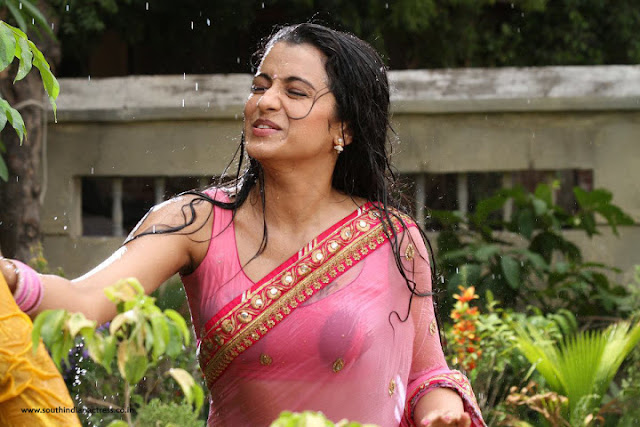 Trisha Krishnan in wet transparent saree