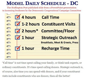 Huffington Post - DNC Congressional Campaign Committee slide that instructs incoming Freshmen on a Representative's Model Daily Schedule