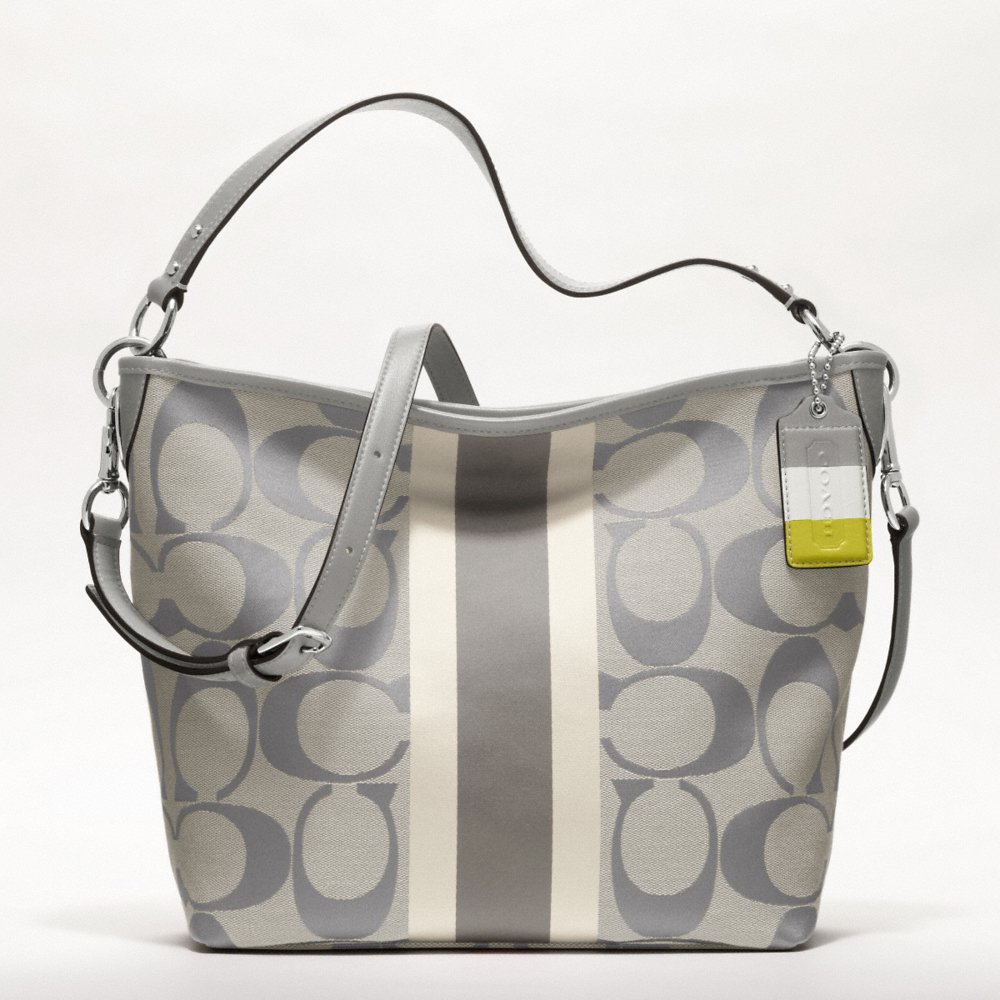 LiTTLE-KiOSK: Coach Hamptons Weekend Signature Stripe Shoulder Bag #10055