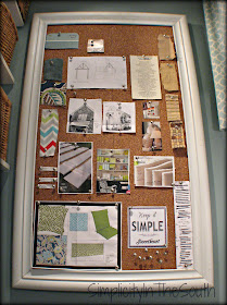 Bulletin board that covers the fuse box. Laundry room reveal. 