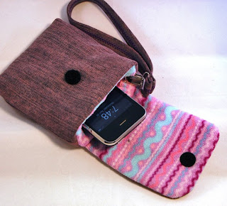 upcycled cell phone bag