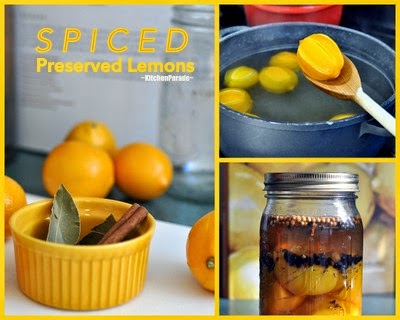 Spiced Preserved Lemons ♥ KitchenParade.com, just lemons, salt and pantry spices but so handy to have on hand.