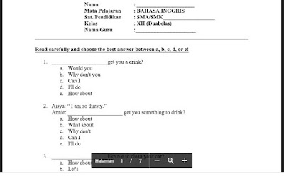 Soal Uts Pts Bahasa Inggris Sma Smk Ma Kelas X 10 Xi 11 Xii 12 Semester Ganjil Update Info Sekolah