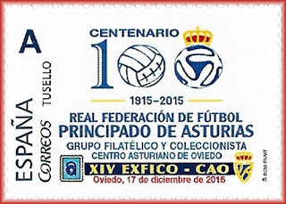 Sello personalizado del Centenario de la Federación asturiana de Fútbol del Centro Asturiano