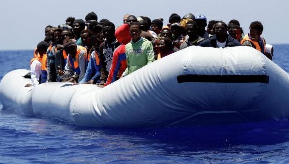 rubber boat carrying african migrants sinks Mediterranean sea