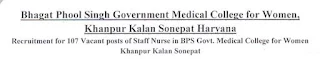 BPS Government Medical College Staff Nurse Previous Question Papers