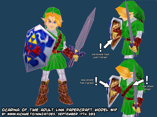 Ninjatoes' papercraft weblog: Papercraft Legend of Zelda: The Ocarina of  Time Menu Link WIP 2!