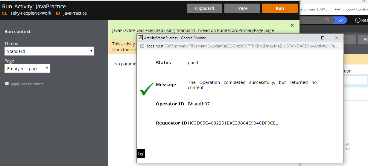 Pega Learnings: How to call activity from Java Step in pega