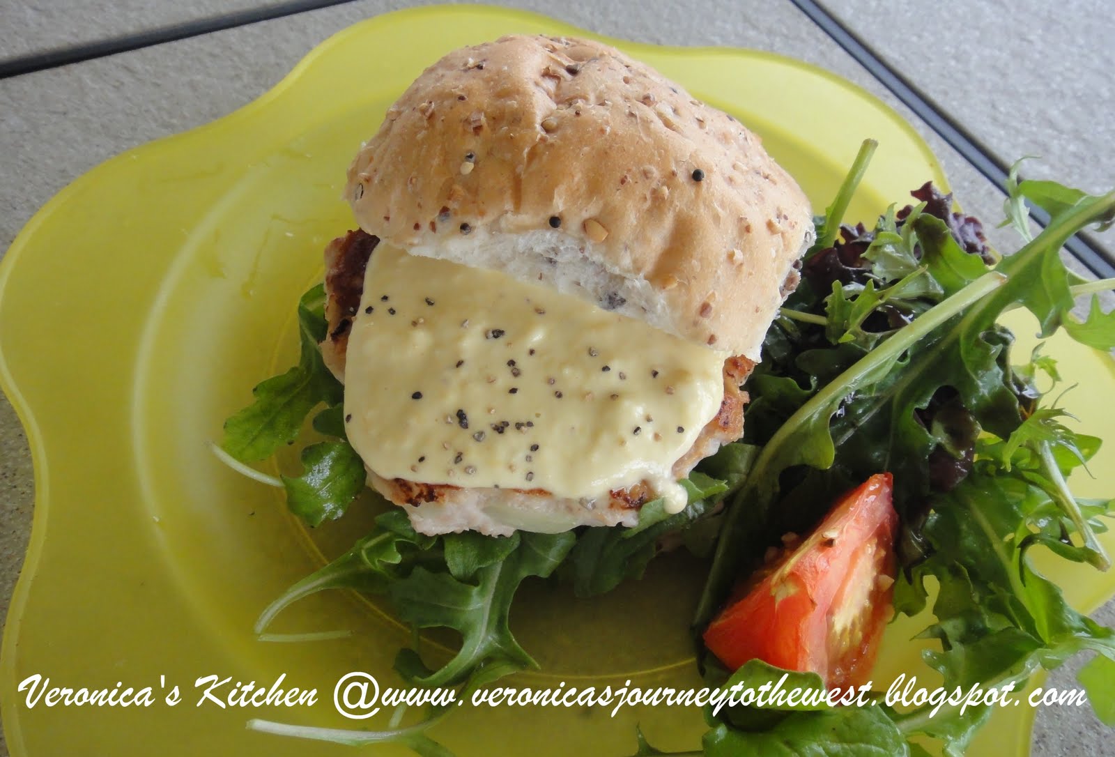 Veronica's Kitchen Lemon & Pepper Chicken Burger with Garlic Mayonnaise