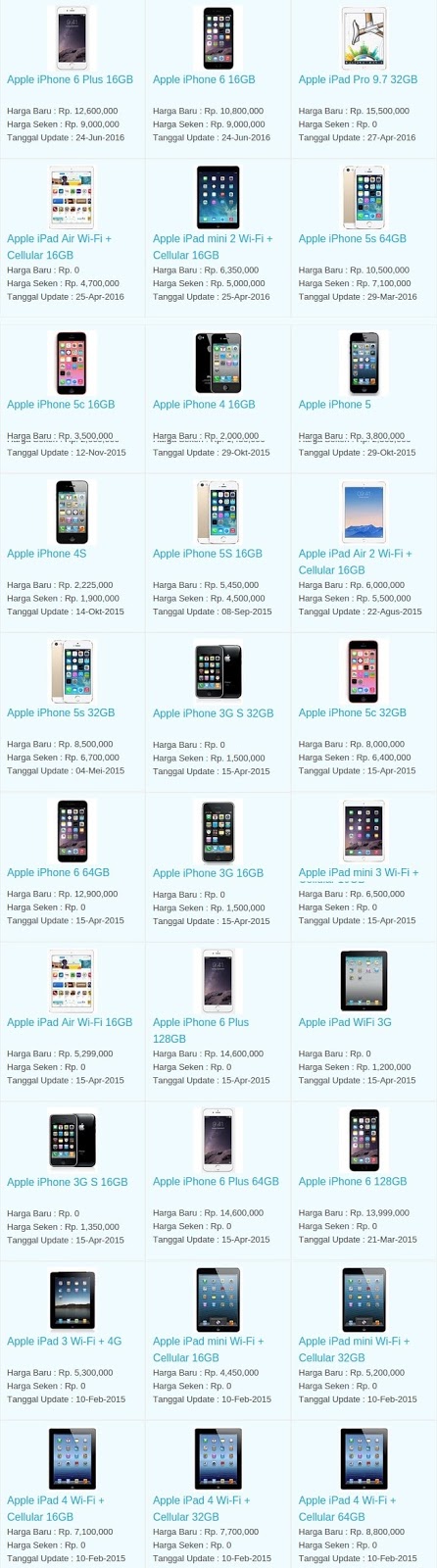 Daftar Harga Hp Terbaru Apple Juli 2016 Daftar Harga Hp Terbaru Apple Juli 2016