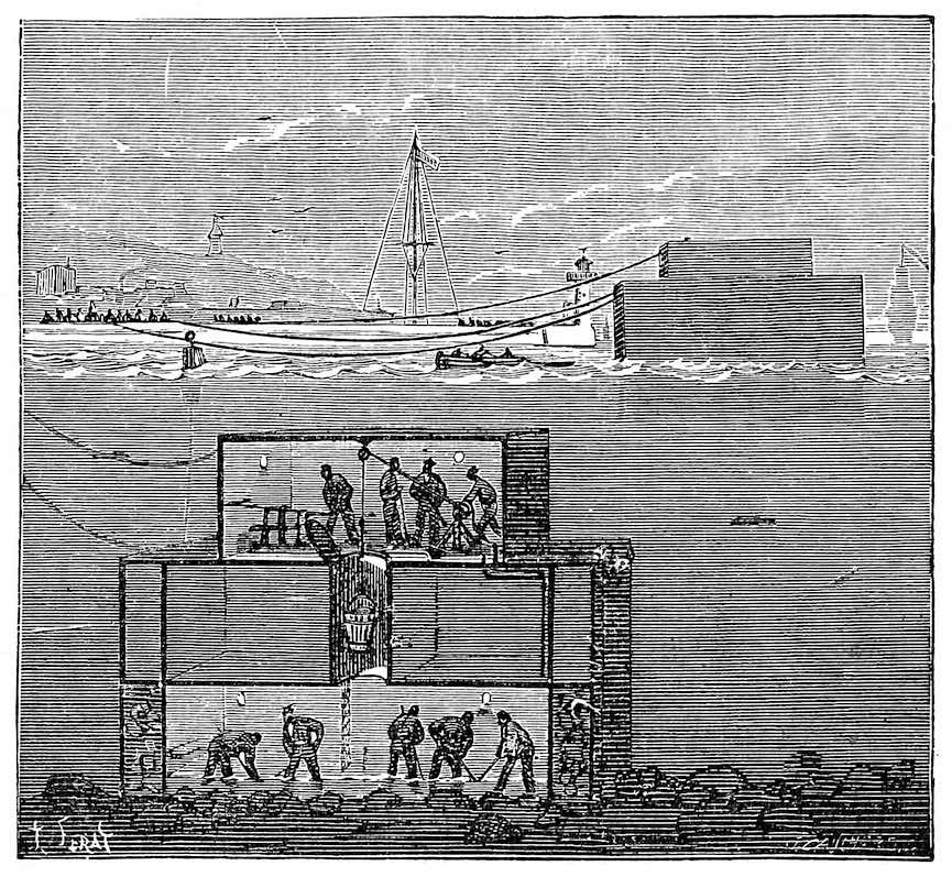 1880 jobs poor working conditions in 1880, an illustration of workers underwater