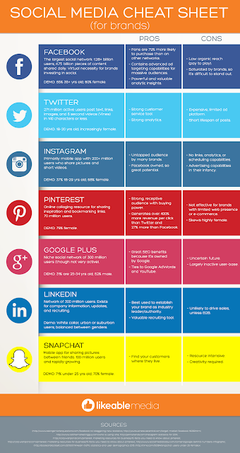 Social Media Cheat Sheet For Brands Infographic