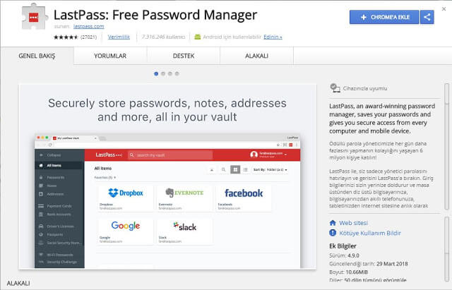 أفضل 8 اضافات لمتصفح جوجل كروم LastPass: Free Password Manager