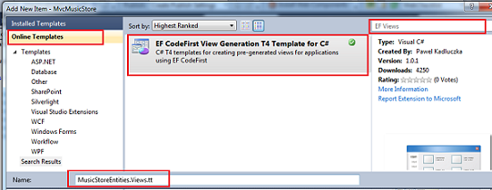 EF CodeFirst View Generation T4 Template for C#