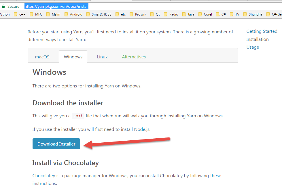 Dimensi TutupBotol Installing Yarn on Windows 7