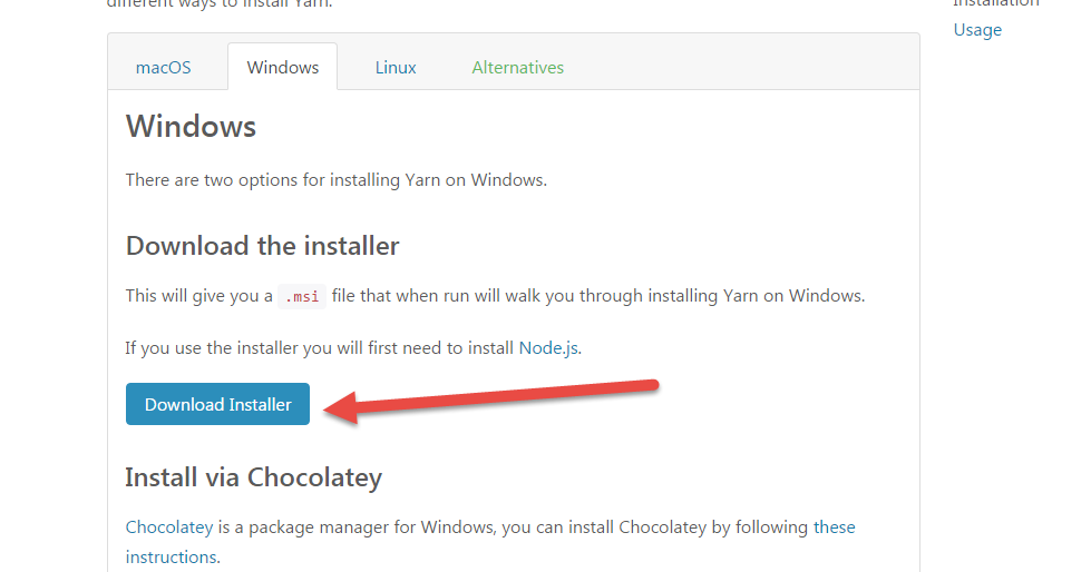 Dimensi TutupBotol Installing Yarn on Windows 7
