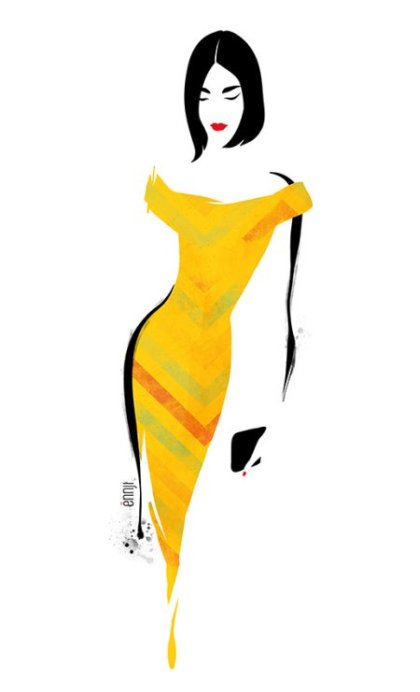 Ennji arte ilustrações fashion singelas minimalistas espaço negativo mulheres modelos