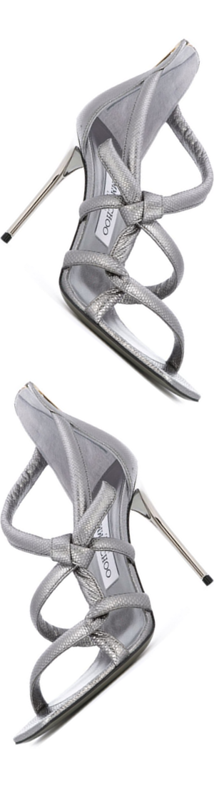 JIMMY CHOO  'Knot' Sandal in Silver Tone Leather