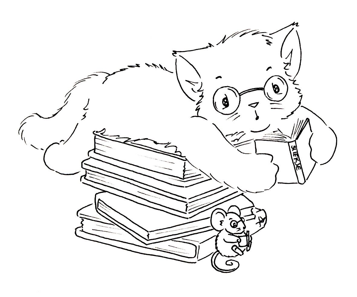 Sliekje digi Stamps Kitten reading