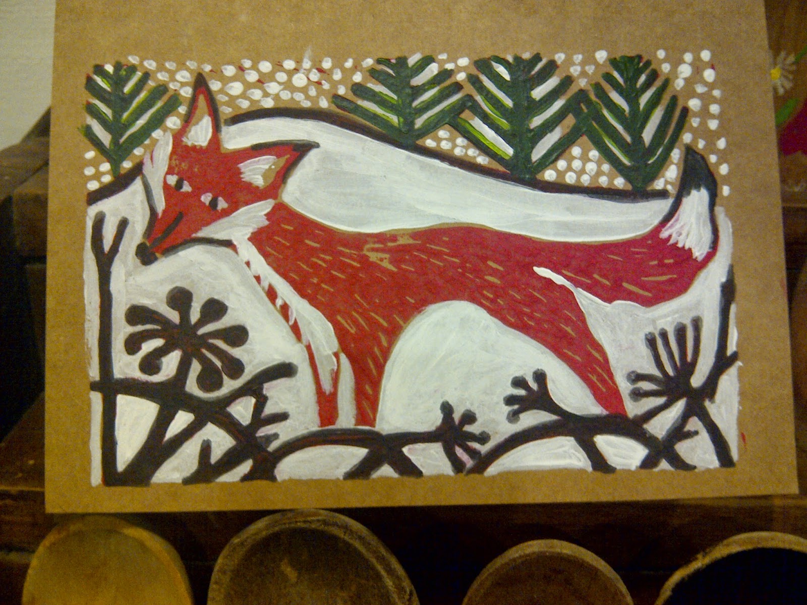 tinchapel textiles my lino cut christmas card