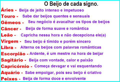 ASTROLOGIA - SIGNOS - I  Beijo de cada signo, Beijo dos signos, Signos de  peixes