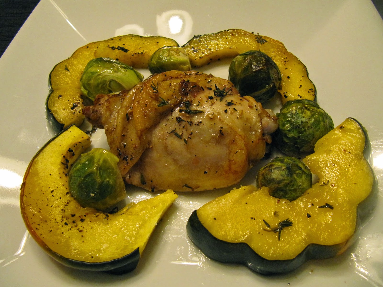 Cookin' in Anne's Kitchen Balsamic Roasted Chicken Thighs with Acorn