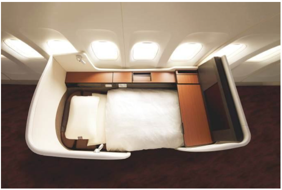 The new JAL Suite can turn into one of the biggest beds in the sky