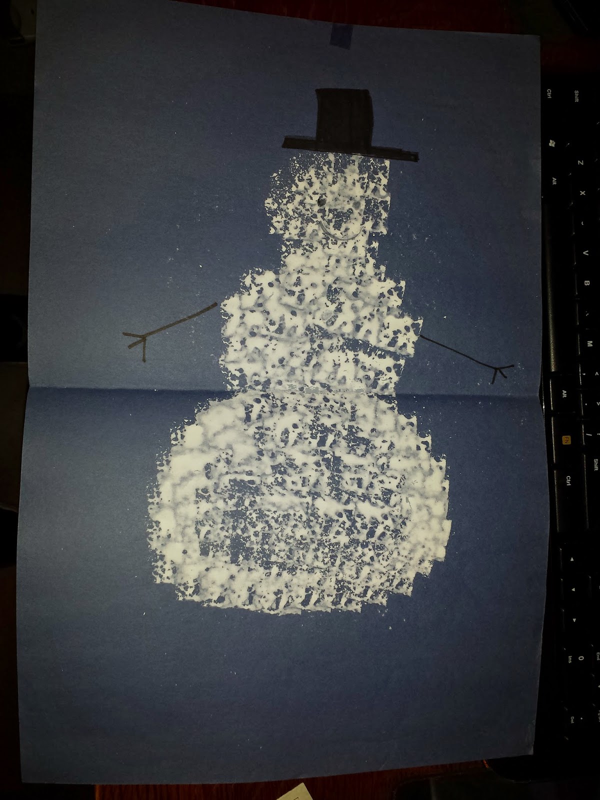 ELEMENTARY SCHOOL ENRICHMENT ACTIVITIES SPONGE PAINTED SNOWMAN