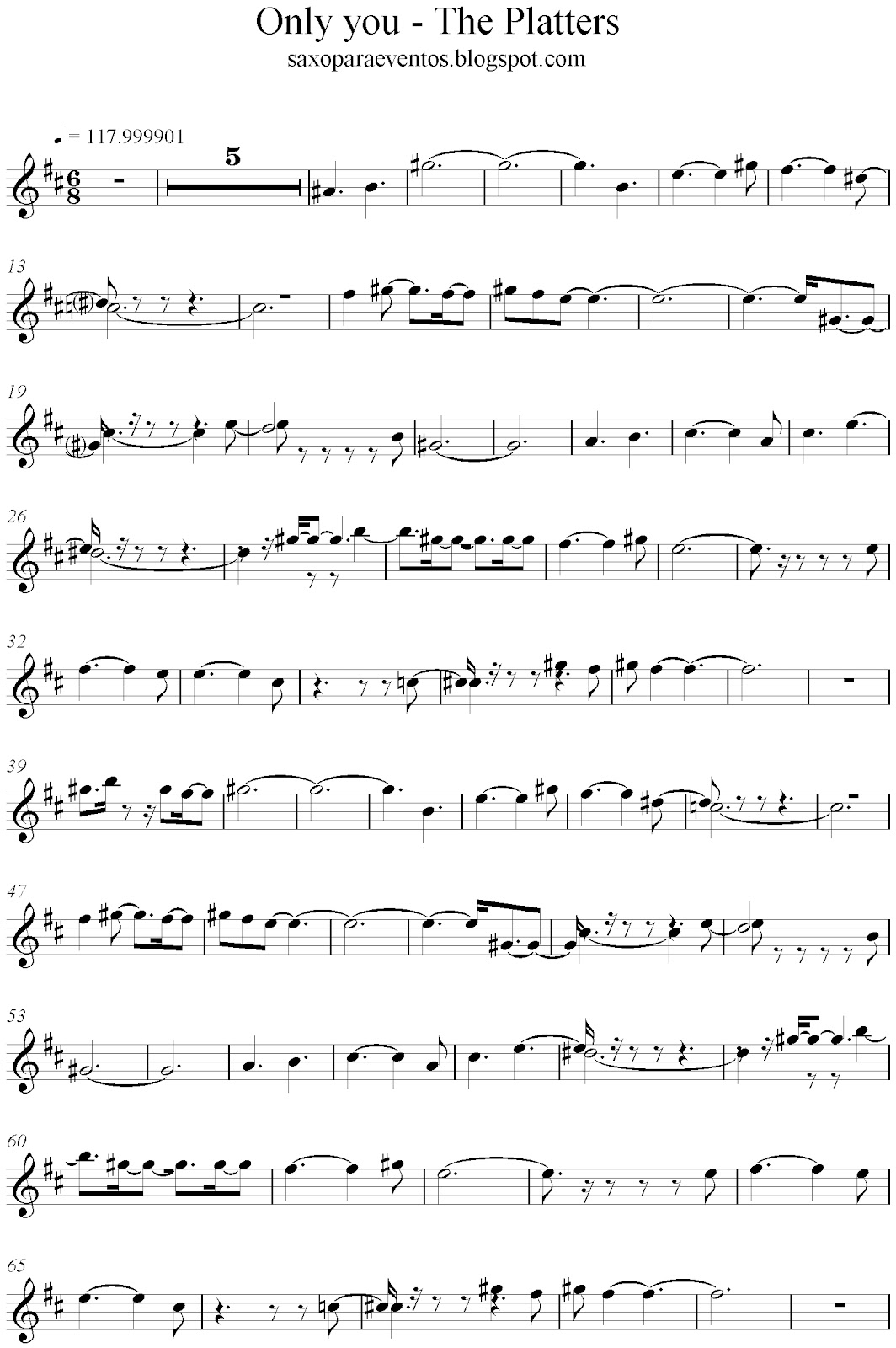 Pista y partitura de Only You The Platters (Los plateros