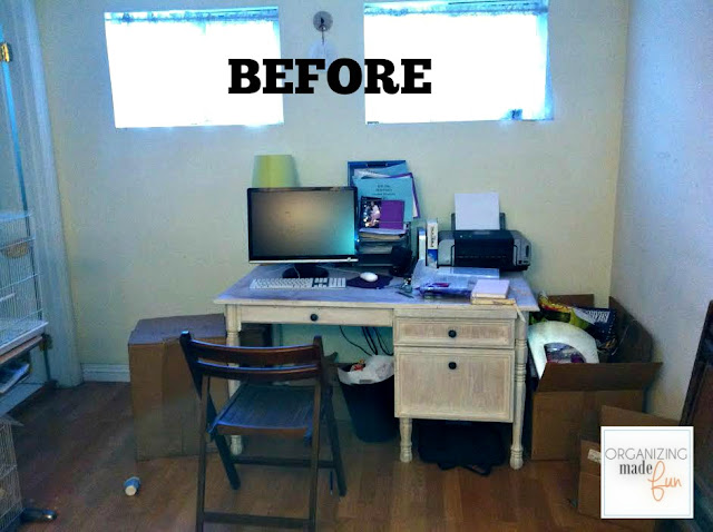 Before - unorganized home office:: OrganizingMadeFun.com