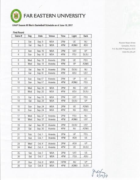 UAAP Season 80 Basketball Schedule is Out