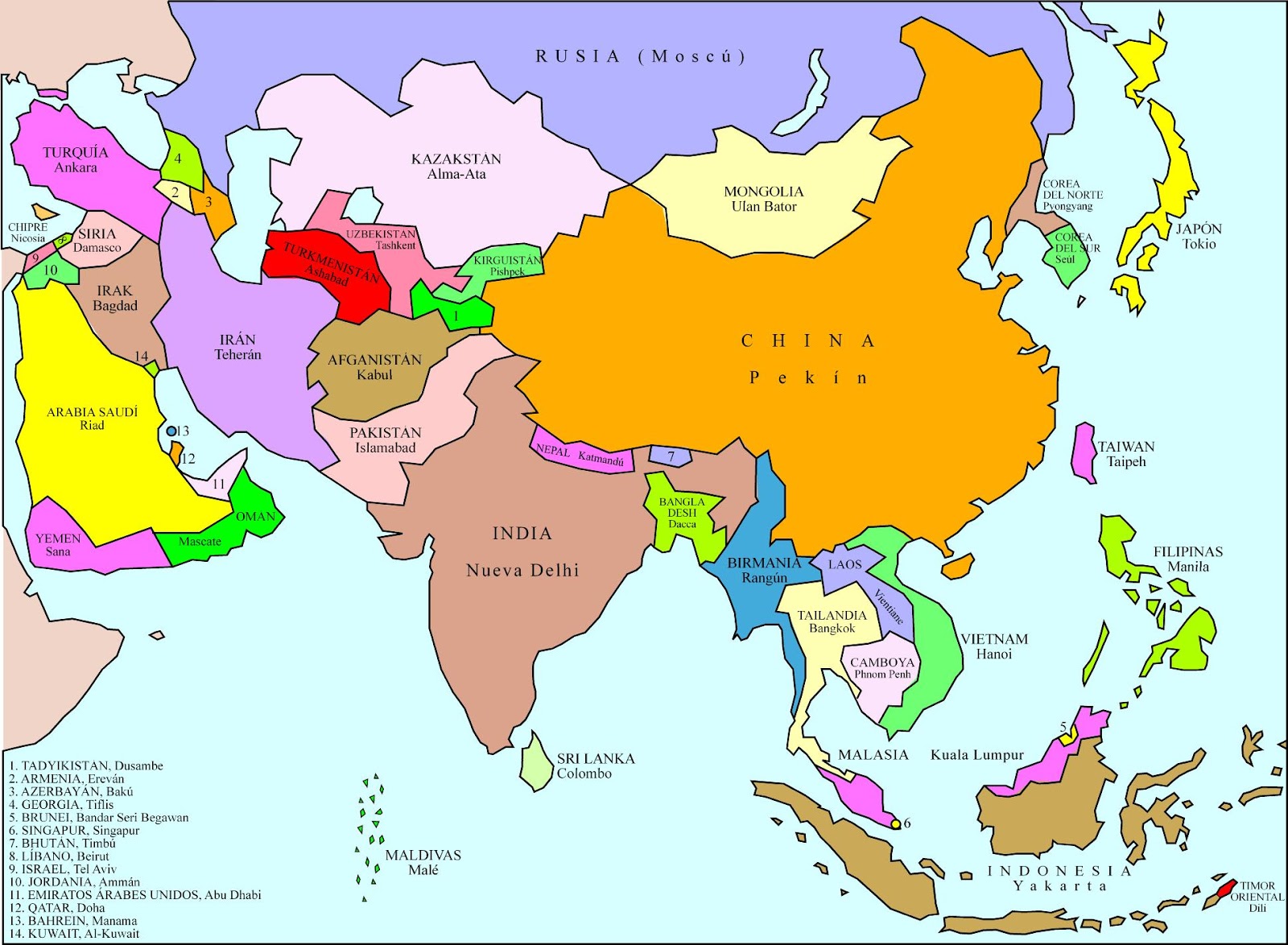 Mapa De Asia Con Capitales Asia Mapa Politico Detallado Del | Porn Sex ...
